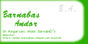 barnabas andor business card